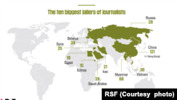 RSF'nin en çok gazetecinin hapiste olduğu ülkeler haritası