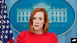 Phát ngôn viên Tòa Bạch Ốc Jen Psaki họp báo tại Tòa Bạch Ốc, Washington, ngày 3/3/2022. 