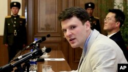 Sinh viên Otto Warmbier ngày 29/2/16 tại Triều Tiên. 