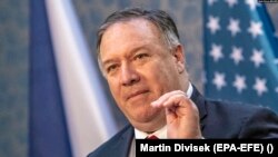 Ngoại trưởng Mike Pompeo tại Prague, Cộng hòa Czech, ngày 12/8/2020.