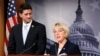 Chủ tịch Ủy ban Ngân sách Thượng viện Patty Murray (phải) Chủ tịch Ủy ban Ngân sách Hạ viện Paul Ryan trong cuộc họp báo ở trụ sở quốc hội Hoa Kỳ, ngày 10/12/2013.