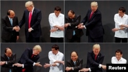 Tổng thống Mỹ Donald Trump cùng Thủ tướng Việt Nam Nguyễn Xuân Phúc và Tổng thống Philippines Rodrigo Duterte. 