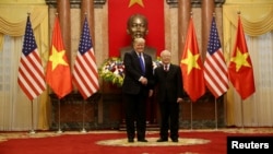 Tổng thống Mỹ Donald Trump và Tổng Bí thư - Chủ tịch nước Nguyễn Phó Trọng tại Hà Nội, ngày 27/2/2019.