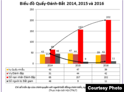 Biểu đồ - Báo cáo vi phạm Nhân quyền Việt Nam 2015-2016 của FVPOC. (Ảnh: FVPOC.org)