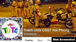 Trang Facebook có tên gọi “Tránh chốt cảnh sát giao thông Hải Phòng”.